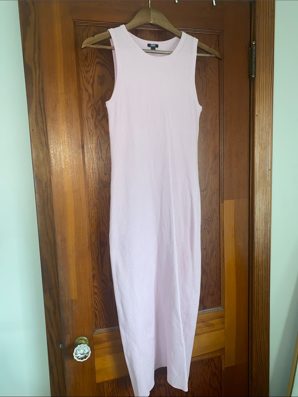 Express Ribbed Sleeveless Maxi Dress — Pale Pink